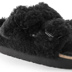 New Birkenstock Arizona Big Buckle Lammeskind Teddy Black