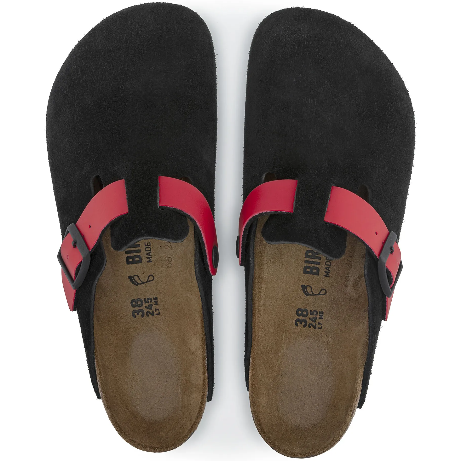 Fashion Birkenstock Boston Black / Active Red