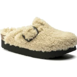 Best Sale Birkenstock Boston Big Buckle Platform Teddy Eggshell