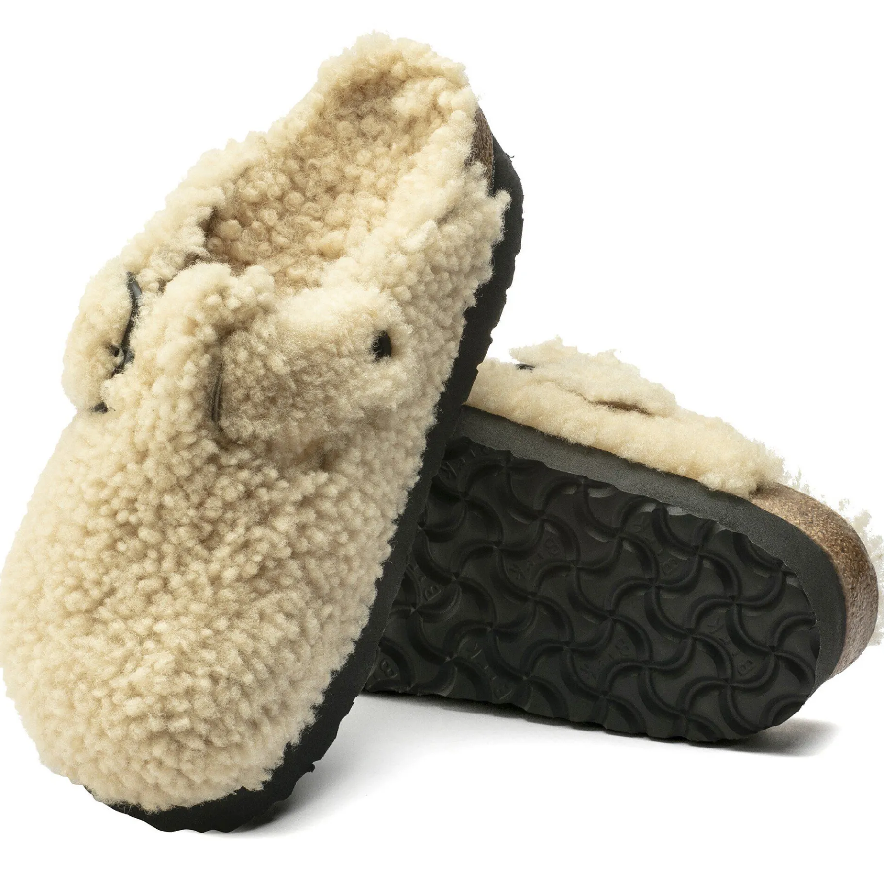 Best Sale Birkenstock Boston Big Buckle Platform Teddy Eggshell