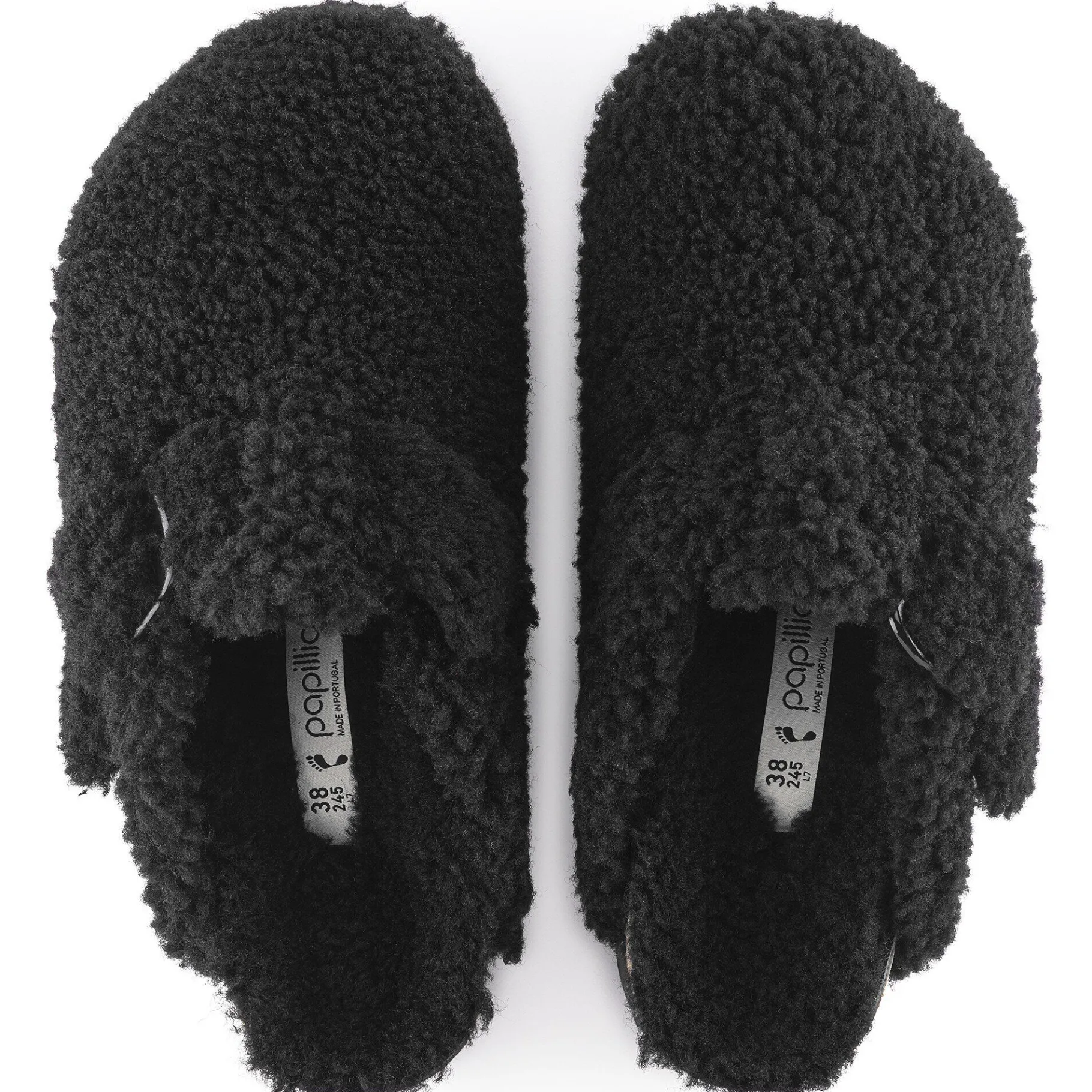 Cheap Birkenstock Boston Big Buckle Platform Teddy Black