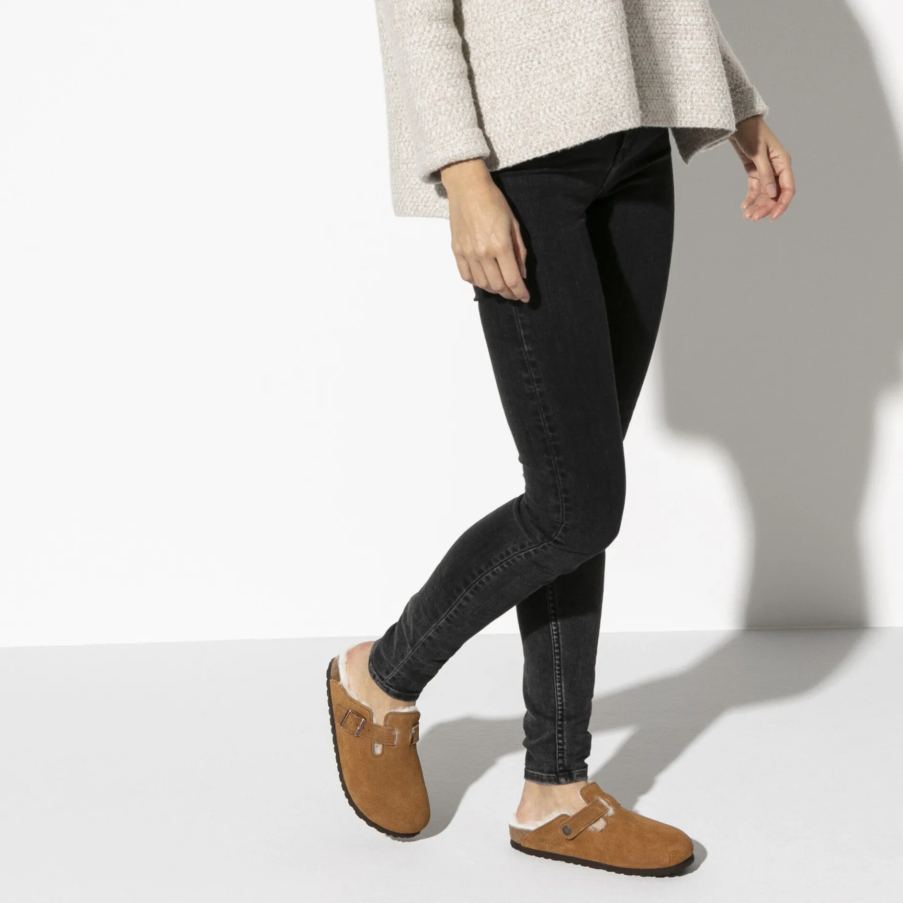 Store Birkenstock Boston Lammeskind Mink