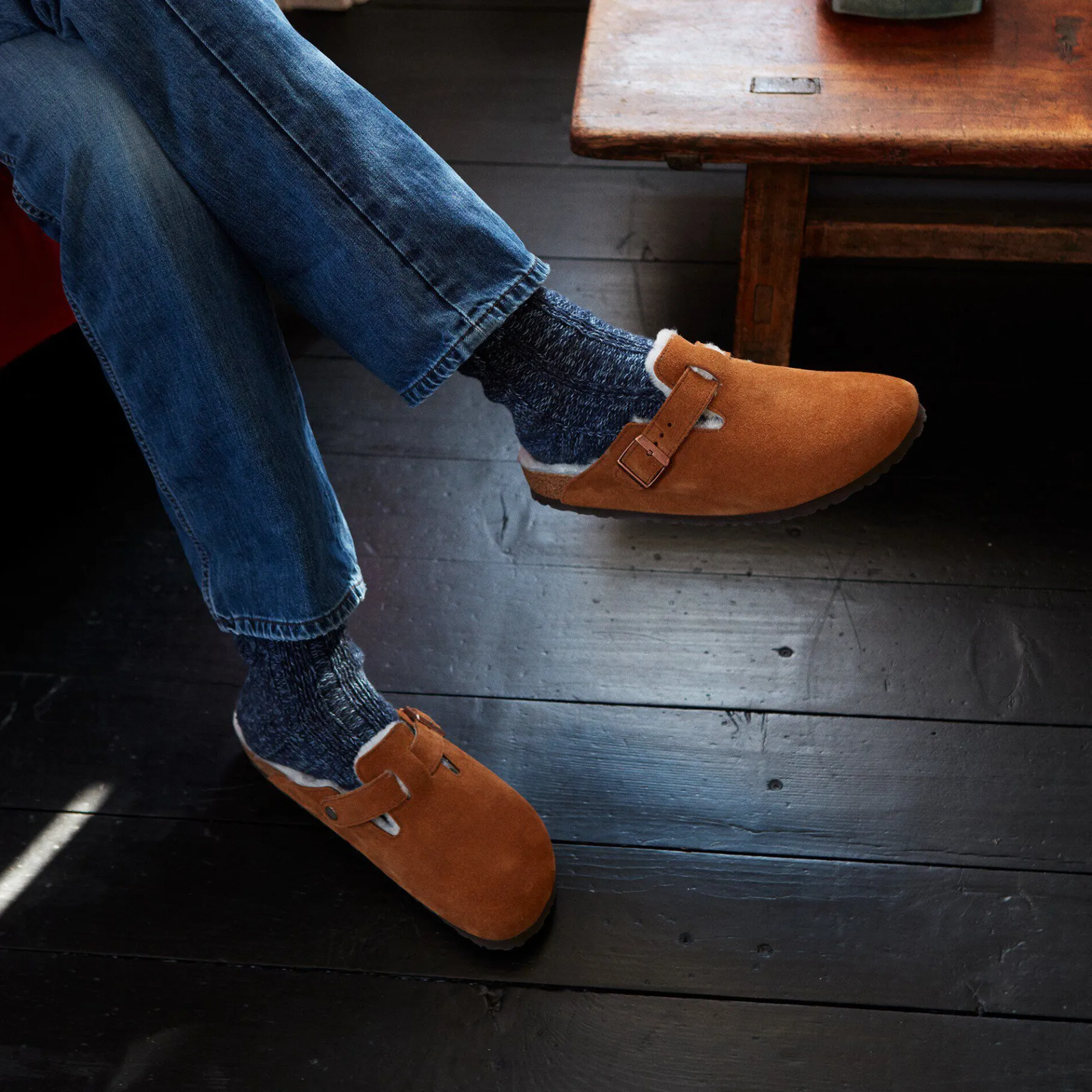 Store Birkenstock Boston Lammeskind Mink