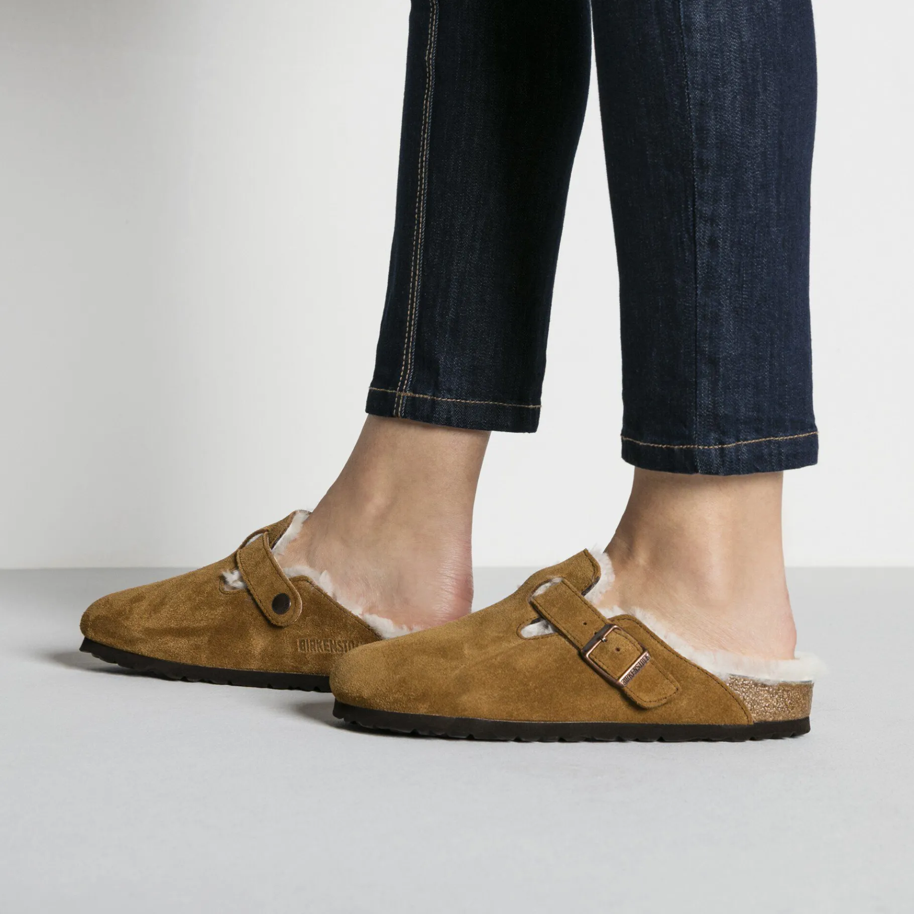 Store Birkenstock Boston Lammeskind Mink