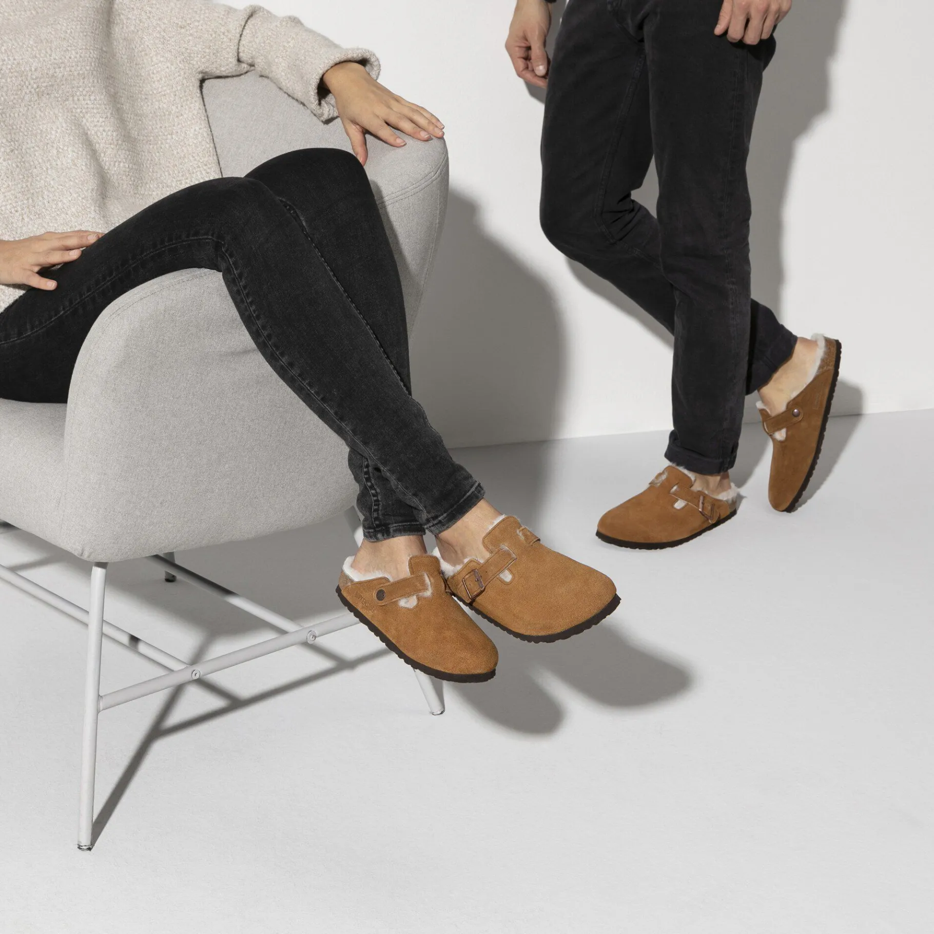 Store Birkenstock Boston Lammeskind Mink