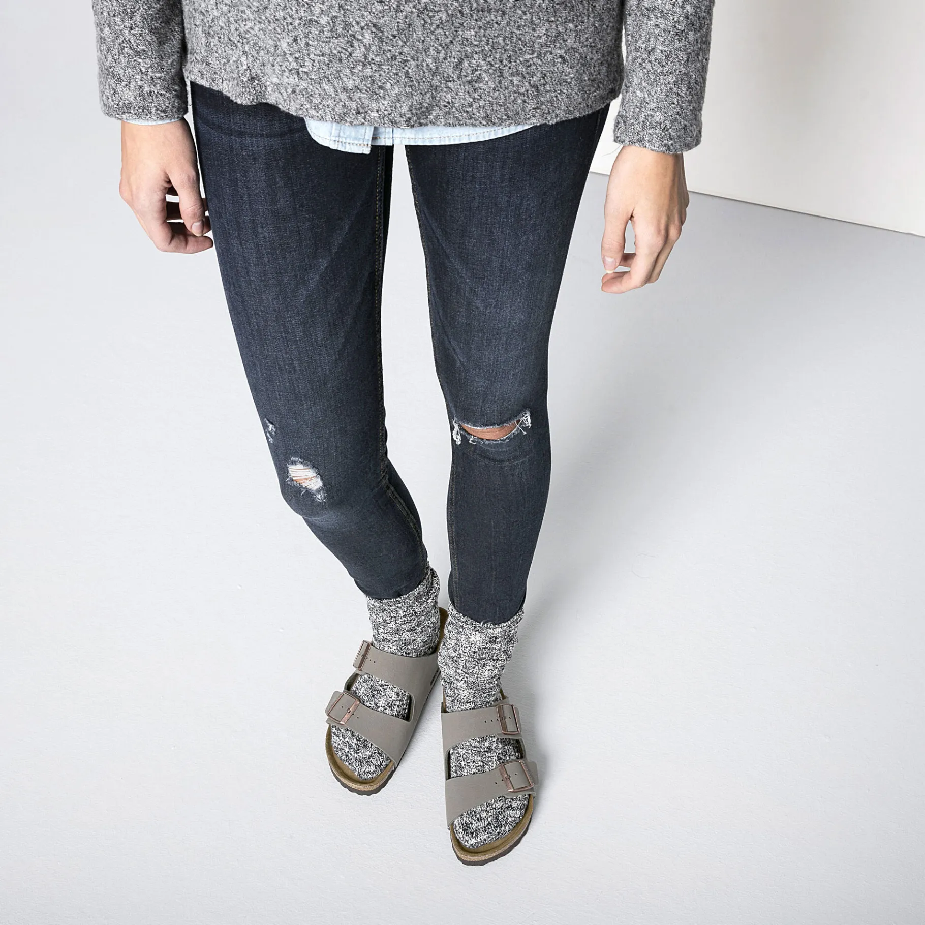 Hot Birkenstock Cotton Slub Damer Black/Gray