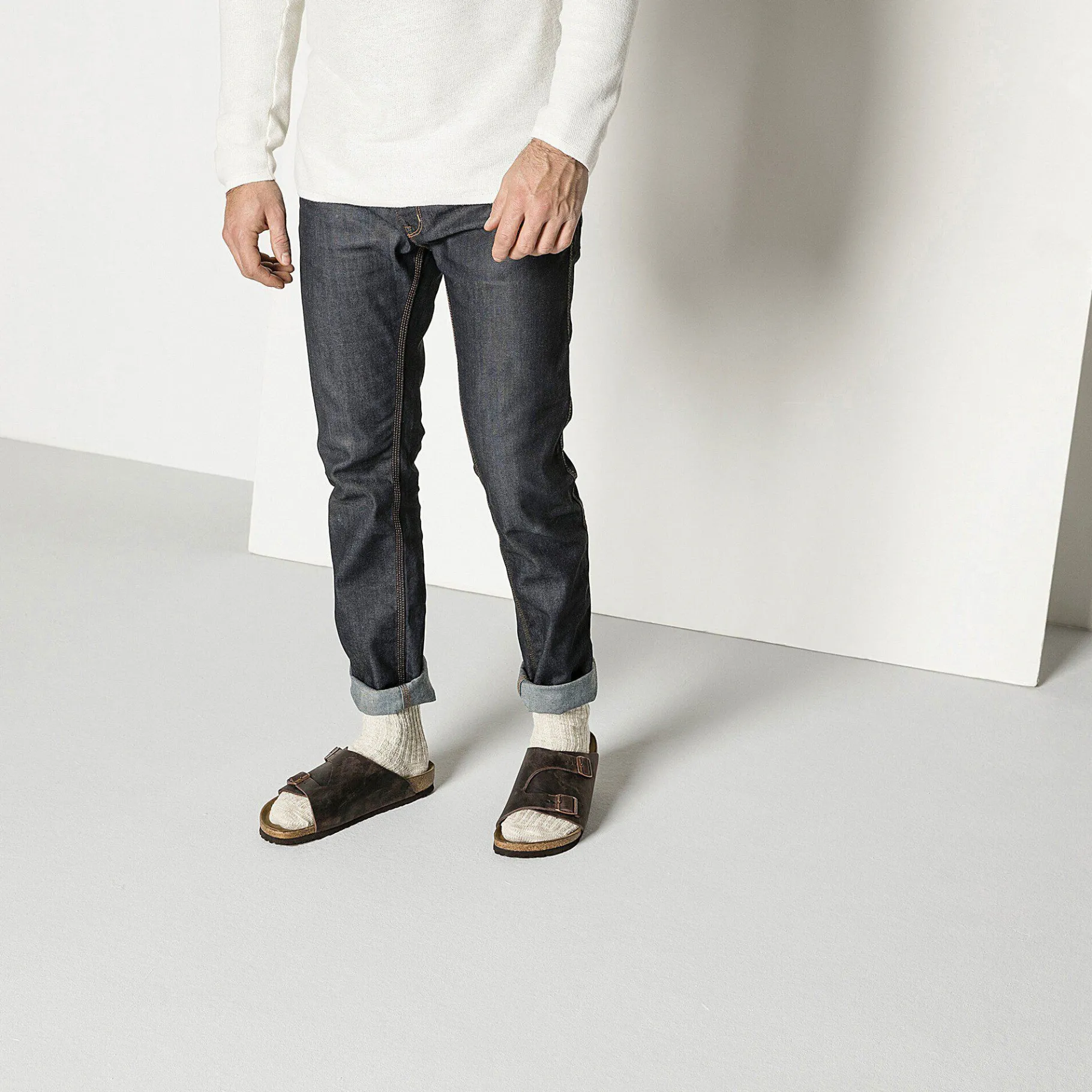 Cheap Birkenstock Cotton Slub Herrer Beige White