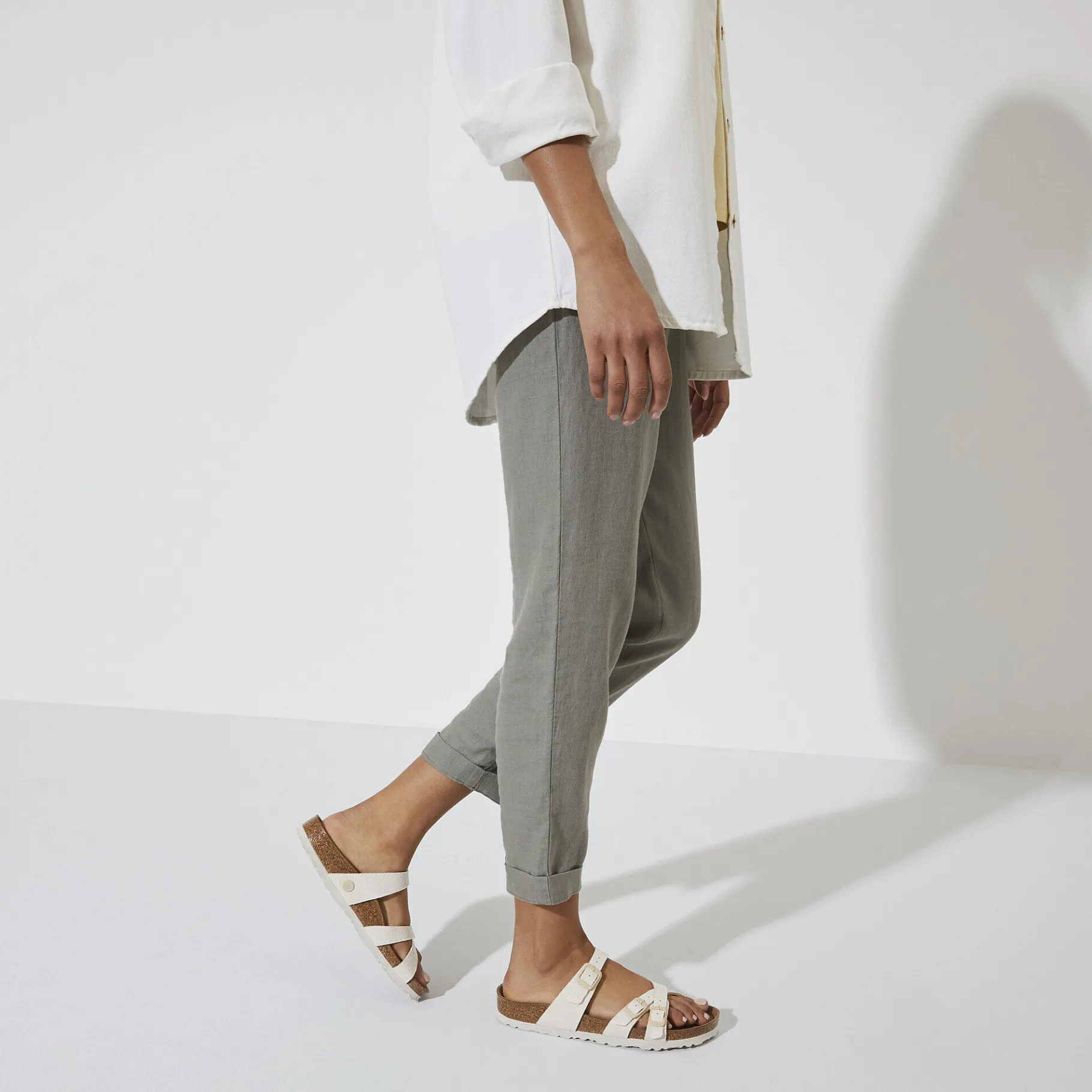 Shop Birkenstock Franca Vegan Canvas Eggshell