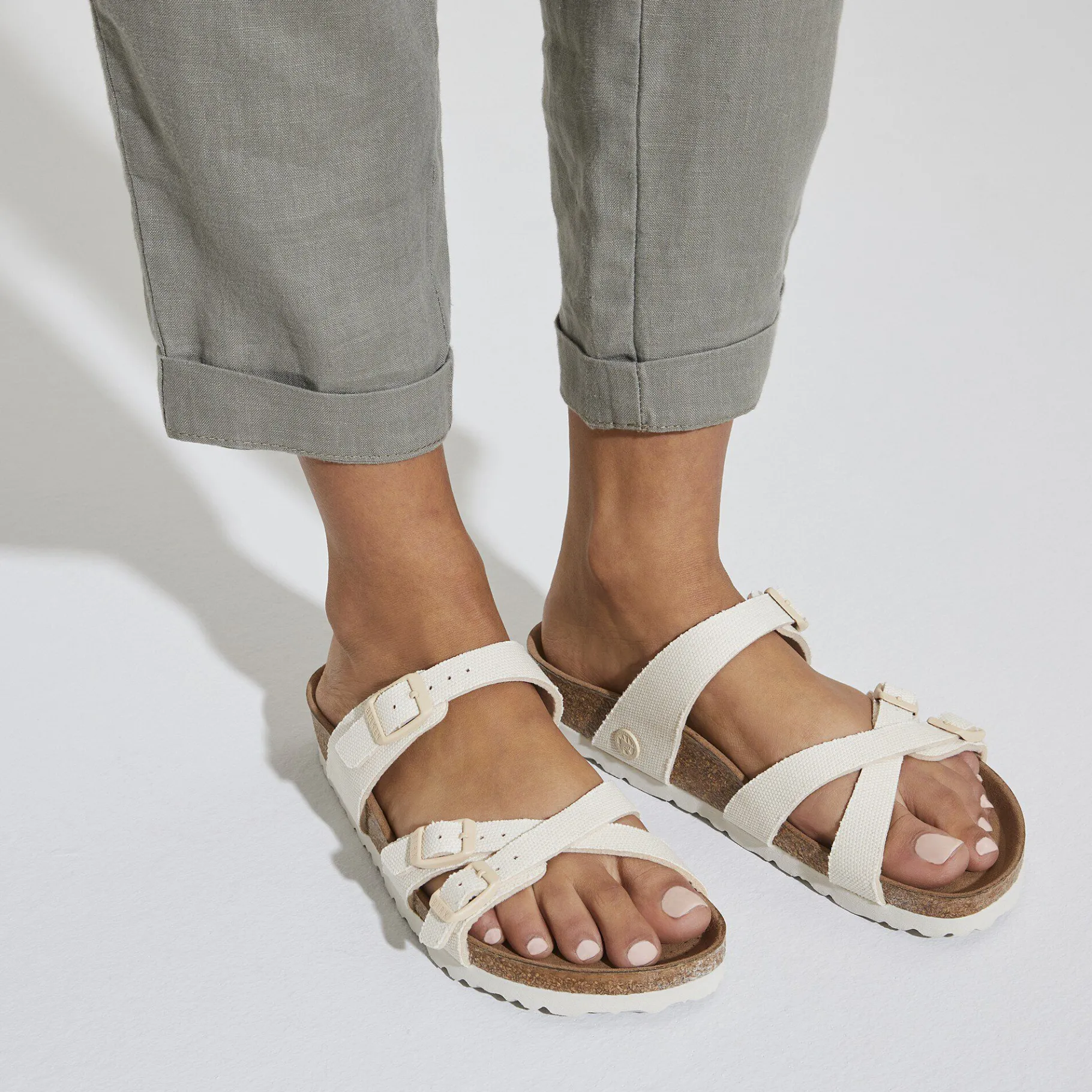Shop Birkenstock Franca Vegan Canvas Eggshell