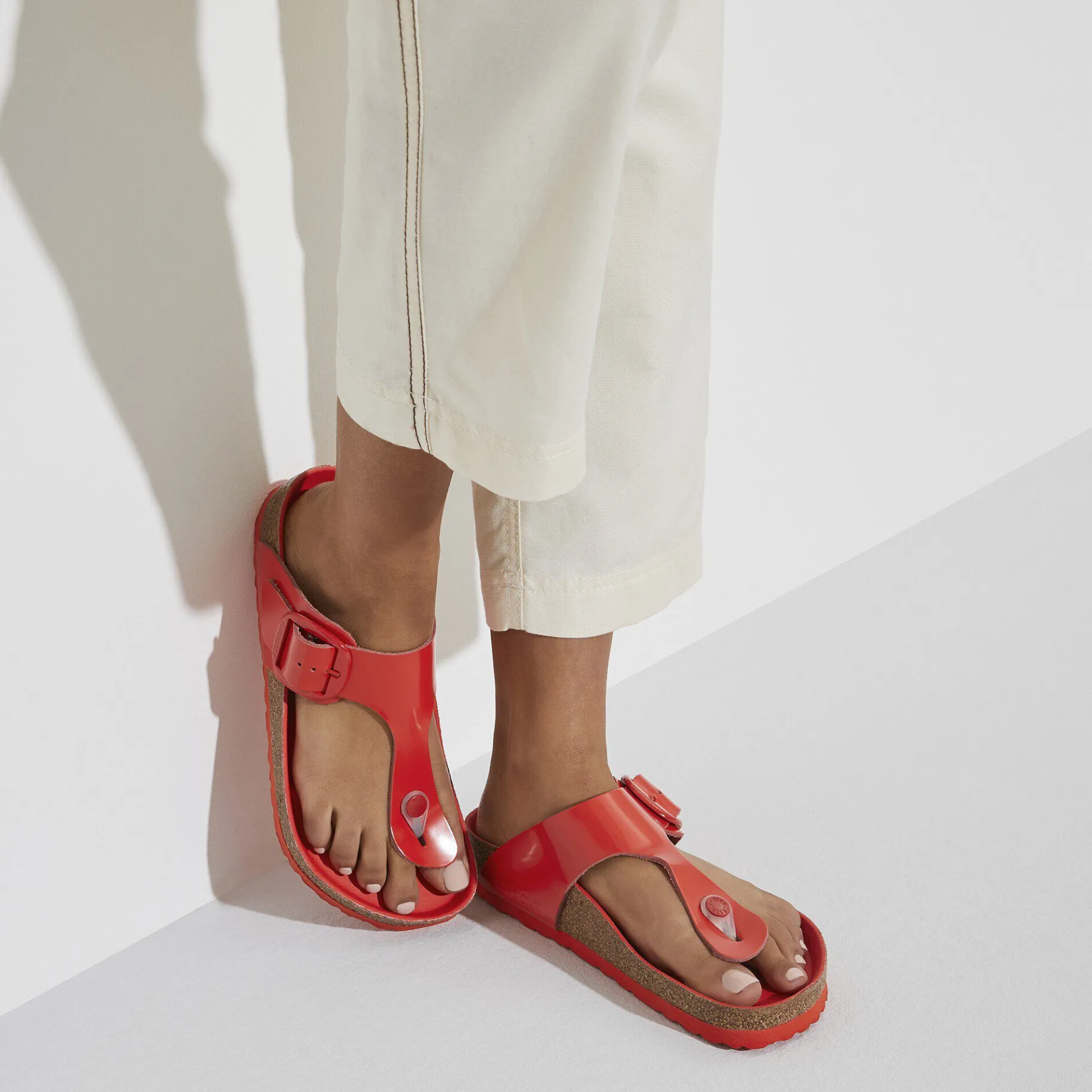 New Birkenstock Gizeh Big Buckle High Shine Tomato