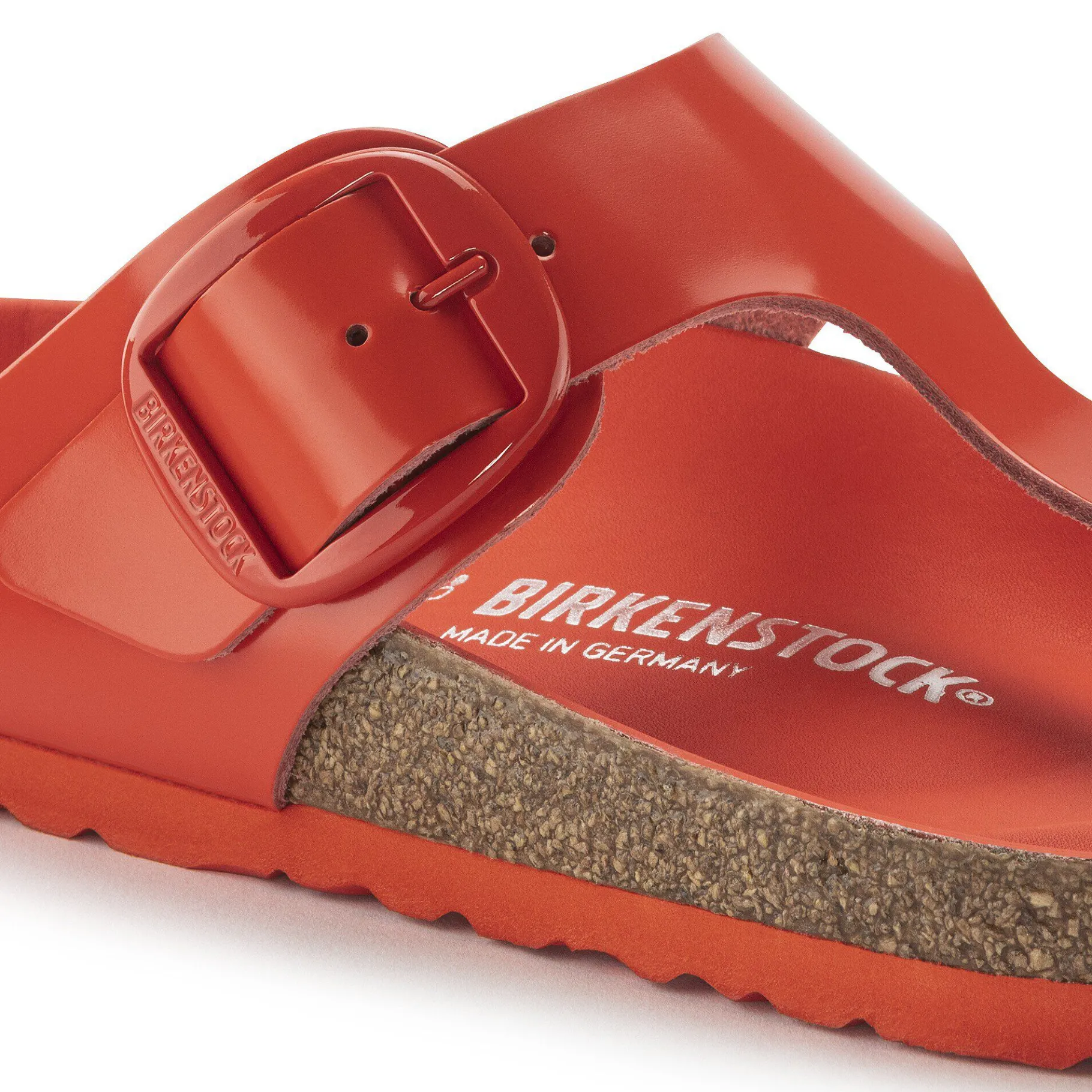 New Birkenstock Gizeh Big Buckle High Shine Tomato