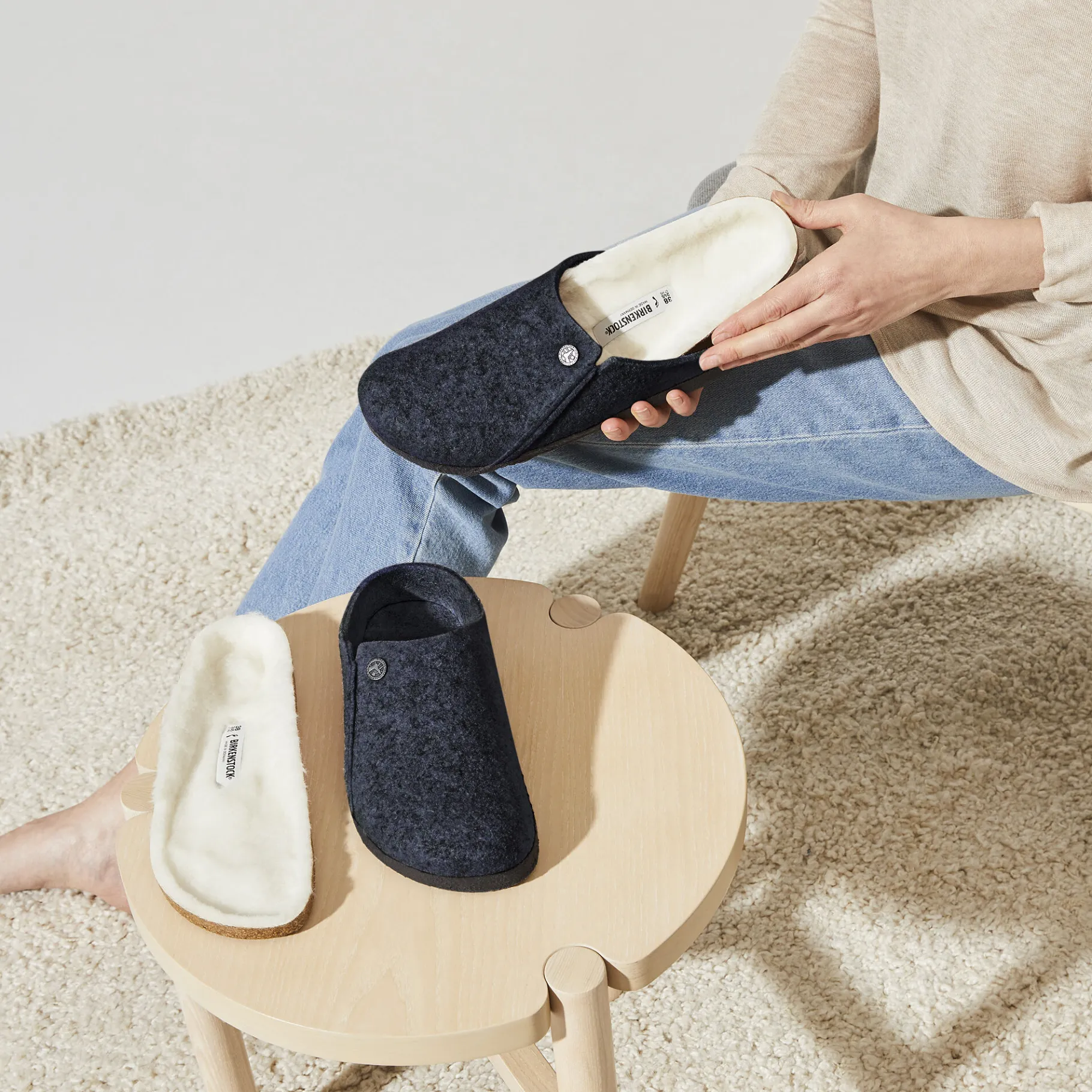 New Birkenstock Zermatt Lammeskind Dark Blue